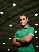 17 November 2023; Megan Burns during the Ireland media day ahead of the HSBC SVNS Season at the IRFU High Performance Centre in Dublin. Photo by Ben McShane/Sportsfile