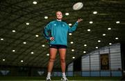 17 November 2023; Vikki Wall poses for a portrait during the Ireland media day ahead of the HSBC SVNS Season at the IRFU High Performance Centre in Dublin. Photo by Ben McShane/Sportsfile