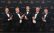 17 November 2023; Kilkenny award winners, left to right, Eoin Murphy, Sean Reid, representing his son TJ Reid, Huw Lawlor, Larry Cody, representing his son Eoin Cody, and Mikey Butler, with their PwC GAA/GPA All-Star Awards during the 2023 PwC GAA/GPA All-Star Awards at the RDS in Dublin. Photo by David Fitzgerald/Sportsfile