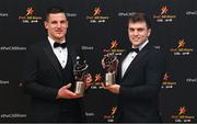 17 November 2023; Clare award winners, John Conlan, left, and Shane O'Donnell, with their PwC GAA/GPA All-Star Awards during the 2023 PwC GAA/GPA All-Star Awards at the RDS in Dublin. Photo by David Fitzgerald/Sportsfile