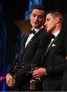 17 November 2023; Kyle Hayes of Limerick, left, and John Conlan of Clare with their PwC GAA/GPA All-Star award during the 2023 PwC GAA/GPA All-Star Awards at the RDS in Dublin. Photo by Brendan Moran/Sportsfile