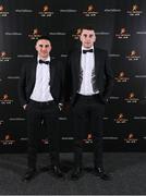 17 November 2023; Evan Niland and Brian Concannon of Galway on arrival at the 2023 PwC GAA/GPA All-Star Awards at the RDS in Dublin. Photo by Seb Daly/Sportsfile
