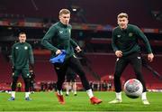 17 November 2023; James McClean with Nathan Collins, right, and Josh Cullen, left, during a Republic of Ireland training session at Johan Cruijff ArenA in Amsterdam, Netherlands. Photo by Stephen McCarthy/Sportsfile