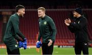 17 November 2023; James McClean with Matt Doherty, left, and Callum Robinson, right, during a Republic of Ireland training session at Johan Cruijff ArenA in Amsterdam, Netherlands. Photo by Stephen McCarthy/Sportsfile