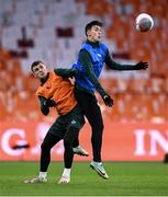 17 November 2023; Jamie McGrath, right, and Jason Knight during a Republic of Ireland training session at Johan Cruijff ArenA in Amsterdam, Netherlands. Photo by Stephen McCarthy/Sportsfile