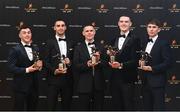 17 November 2023; Dublin award winners, left to right, Colm Basquel, James McCarthy, Stephen Cluxton, Brian Fenton, and Michael Fitzsimons, with their PwC GAA/GPA All-Star Awards during the 2023 PwC GAA/GPA All-Star Awards at the RDS in Dublin. Photo by David Fitzgerald/Sportsfile