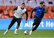 17 November 2023; Adam Idah and Matt Doherty, right, during a Republic of Ireland training session at Johan Cruijff ArenA in Amsterdam, Netherlands. Photo by Stephen McCarthy/Sportsfile