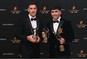 17 November 2023; Patrickswell and Limerick team-mates Diarmaid Byrnes, with his PwC GAA/GPA All-Star Award, and Aaron Gillane with his PwC GAA/GPA Hurler of the Year Award and PwC GAA/GPA All-Star Award during the 2023 PwC GAA/GPA All-Star Awards at the RDS in Dublin. Photo by David Fitzgerald/Sportsfile