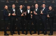 17 November 2023; Limerick award winners, left to right, Tom Morrissey, Diarmaid Byrnes, Dan Morrissey, Aaron Gillane, William O'Donoghue, Kyle Hayes, and Darragh O'Donovan, with their PwC GAA/GPA All-Star Awards during the 2023 PwC GAA/GPA All-Star Awards at the RDS in Dublin. Photo by David Fitzgerald/Sportsfile