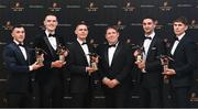 17 November 2023; PwC managing partner Enda McDonagh with Dublin award winners, left to right, Colm Basquel, Brian Fenton, Stephen Cluxton, James McCarthy and Michael Fitzsimons, with their PwC GAA/GPA All-Star Awards during the 2023 PwC GAA/GPA All-Star Awards at the RDS in Dublin. Photo by David Fitzgerald/Sportsfile