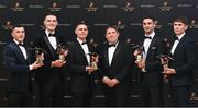 17 November 2023; PwC managing partner Enda McDonagh with Dublin award winners, left to right, Colm Basquel, Brian Fenton, Stephen Cluxton, James McCarthy and Michael Fitzsimons, with their PwC GAA/GPA All-Star Awards during the 2023 PwC GAA/GPA All-Star Awards at the RDS in Dublin. Photo by David Fitzgerald/Sportsfile