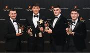 17 November 2023; Kerry award winners, left to right, Tom O’Sullivan, David Clifford, Seán O’Shea and Paudie Clifford, with their PwC GAA/GPA All-Star Awards during the 2023 PwC GAA/GPA All-Star Awards at the RDS in Dublin. Photo by David Fitzgerald/Sportsfile