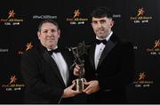 17 November 2023; Aaron Gillane of Limerick is presented with his PwC GAA/GPA Hurler of the Year award by PwC managing partner Enda McDonagh during the 2023 PwC GAA/GPA All-Star Awards at the RDS in Dublin. Photo by David Fitzgerald/Sportsfile