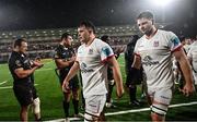 17 November 2023; Lorcan McLoughlin, left, and Iain Henderson of Ulster after the United Rugby Championship match between Ulster and Emirates Lions at Kingspan Stadium in Belfast. Photo by Ramsey Cardy/Sportsfile