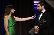 17 November 2023; Gaelic Players Association chief executive Tom Parsons is interviewed by MC Joanne Cantwell during the 2023 PwC GAA/GPA All-Star Awards at the RDS in Dublin. Photo by Brendan Moran/Sportsfile