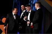 17 November 2023; Gareth McKinless of Derry is interviewed by MC Marty Morrissey during the 2023 PwC GAA/GPA All-Star Awards at the RDS in Dublin. Photo by Brendan Moran/Sportsfile