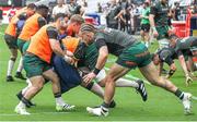 18 November 2023; Connacht players warm up before the United Rugby Championship match between Hollywoodbets Sharks and Connacht at Holywoodbets Kings Park in Durban, South Africa. Photo by Shaun Roy/Sportsfile