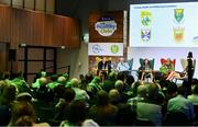 18 November 2023; Delegates from the commitees of Kerry, Cavan, Mayo and Wicklow speaking at the Irish Life GAA Healthy Club Conference 2023 at Croke Park in Dublin. Photo by Tyler Miller/Sportsfile