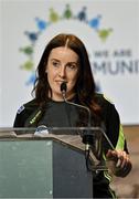 18 November 2023; GAA Healthy Club coordinator, Brid O'Dwyer speaking at the Irish Life GAA Healthy Club Conference 2023 at Croke Park in Dublin. Photo by Tyler Miller/Sportsfile