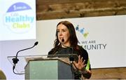 18 November 2023; GAA Healthy Club coordinator, Brid O'Dwyer speaking at the Irish Life GAA Healthy Club Conference 2023 at Croke Park in Dublin. Photo by Tyler Miller/Sportsfile