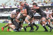 18 November 2023; Sean O'Brien of Connacht on his way to scoring his side's first try during the United Rugby Championship match between Hollywoodbets Sharks and Connacht at Holywoodbets Kings Park in Durban, South Africa. Photo by Shaun Roy/Sportsfile