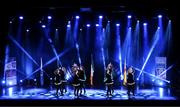 18 November 2023; Ualtar Ó Gréacháin an Glean of Derry, Katie McErlean, Ellen McKenna, Meave McGilligan, Caoimhe McLaughlin, Clare Gunning, Katie Strathearn, Anna Deehan and Caitlin McCann competing in the Rince Foirne category during the Scór Sinsir 2023 All-Ireland Finals at the INEC Arena in Killarney, Kerry. Photo by Eóin Noonan/Sportsfile