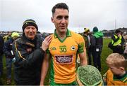 18 November 2023; Daithi Burke of Corofin is congratulated after the AIB Connacht GAA Football Senior Club Championship Semi-Final match between Corofin, Galway, and Ballina Stephenites, Mayo, at Pearse Stadium, Galway. Photo by Ray Ryan/Sportsfile