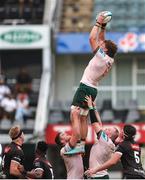 18 November 2023; James Venter of Hollywoodbets Sharks gets up to take the line out ball during the United Rugby Championship match between Hollywoodbets Sharks and Connacht at Holywoodbets Kings Park in Durban, South Africa. Photo by Shaun Roy/Sportsfile