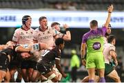 18 November 2023; Connacht players celebrate winning a penalty to beat Hollywoodbets Sharks 12-13 in the United Rugby Championship match between Hollywoodbets Sharks and Connacht at Holywoodbets Kings Park in Durban, South Africa. Photo by Shaun Roy/Sportsfile