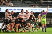 18 November 2023; Connacht players celebrate winning a penalty to beat Hollywoodbets Sharks 12-13 in the United Rugby Championship match between Hollywoodbets Sharks and Connacht at Holywoodbets Kings Park in Durban, South Africa. Photo by Shaun Roy/Sportsfile