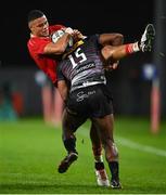 18 November 2023; Shay McCarthy of Munster is tackled by Warrick Gelant of DHL Stormers during the United Rugby Championship match between Munster and DHL Stormers at Thomond Park in Limerick. Photo by David Fitzgerald/Sportsfile