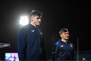 18 November 2023; Dan Sheehan and Fintan Gunne of Leinster walk the pitch before the United Rugby Championship match between Leinster and Scarlets at the RDS Arena in Dublin. Photo by Harry Murphy/Sportsfile