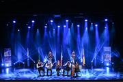 18 November 2023; Mainistir Chnoc Muaidhe of Galway, Thomas Brogan, Kevin Brogan, Emmet Greaney, Emily Greaney and Madeline Dolan competing in the Ceol Uirlise category during the Scór Sinsir 2023 All-Ireland Finals at the INEC Arena in Killarney, Kerry. Photo by Eóin Noonan/Sportsfile