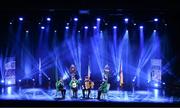 18 November 2023; Clann Na mGeal of Cork, Andrew Collins, Molly McQueen, Davina Connolly and Saoirse Connolly competing in the Ceol Uirlise category during the Scór Sinsir 2023 All-Ireland Finals at the INEC Arena in Killarney, Kerry. Photo by Eóin Noonan/Sportsfile