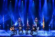 18 November 2023; Cuala of Dublin Cathal O'Dwyer Boyle, Daragh O'Dwyer Boyle, Liam Ó Laoide and Conor Gaffney competing in the Ceol Uirlise category during the Scór Sinsir 2023 All-Ireland Finals at the INEC Arena in Killarney, Kerry. Photo by Eóin Noonan/Sportsfile