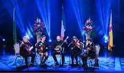 18 November 2023; Aodh Ruadh of Donegal, Micheal McGrath, Sean O’Brien, Lorraine Reynolds, Ciarde Sheerin and Ríonach Sheerin competing in the Ceol Uirlise category during the Scór Sinsir 2023 All-Ireland Finals at the INEC Arena in Killarney, Kerry. Photo by Eóin Noonan/Sportsfile