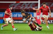 18 November 2023; Clayton Blommetjies of DHL Stormers is tackled by Josh Wycherley of Munster during the United Rugby Championship match between Munster and DHL Stormers at Thomond Park in Limerick. Photo by David Fitzgerald/Sportsfile