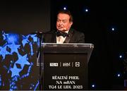18 November 2023; MC Marty Morrissey during the TG4 All-Ireland Ladies Football All Stars Awards banquet, in association with Lidl, at the Bonnington Dublin Hotel. Photo by Brendan Moran/Sportsfile