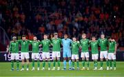 18 November 2023; Republic of Ireland players observe a minutes silence before the UEFA EURO 2024 Championship qualifying group B match between Netherlands and Republic of Ireland at Johan Cruijff ArenA in Amsterdam, Netherlands. Photo by Seb Daly/Sportsfile