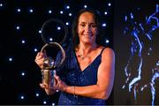 18 November 2023; Christina McGinty of Dublin with her Hall of Fame award during the TG4 All-Ireland Ladies Football All Stars Awards banquet, in association with Lidl, at the Bonnington Dublin Hotel. Photo by Brendan Moran/Sportsfile