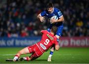 18 November 2023; Jimmy O'Brien of Leinster is tackled by Kieran Hardy of Scarlets during the United Rugby Championship match between Leinster and Scarlets at the RDS Arena in Dublin. Photo by Sam Barnes/Sportsfile