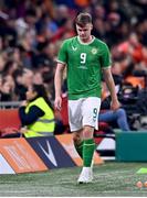 18 November 2023; Evan Ferguson of Republic of Ireland after being substituted during the UEFA EURO 2024 Championship qualifying group B match between Netherlands and Republic of Ireland at Johan Cruijff ArenA in Amsterdam, Netherlands. Photo by Stephen McCarthy/Sportsfile