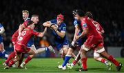 18 November 2023; Josh van der Flier of Leinster makes a break during the United Rugby Championship match between Leinster and Scarlets at the RDS Arena in Dublin. Photo by Harry Murphy/Sportsfile