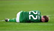 18 November 2023; Nathan Collins of Republic of Ireland lays injured after the UEFA EURO 2024 Championship qualifying group B match between Netherlands and Republic of Ireland at Johan Cruijff ArenA in Amsterdam, Netherlands. Photo by Stephen McCarthy/Sportsfile