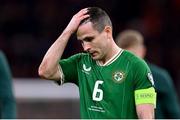 18 November 2023; Josh Cullen of Republic of Ireland reacts after the UEFA EURO 2024 Championship qualifying group B match between Netherlands and Republic of Ireland at Johan Cruijff ArenA in Amsterdam, Netherlands. Photo by Stephen McCarthy/Sportsfile