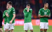 18 November 2023; Troy Parrott of Republic of Ireland reacts after his side's defeat in the UEFA EURO 2024 Championship qualifying group B match between Netherlands and Republic of Ireland at Johan Cruijff ArenA in Amsterdam, Netherlands. Photo by Seb Daly/Sportsfile