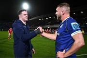 18 November 2023; James Ryan and Ross Molony of Leinster after their side's victory in the United Rugby Championship match between Leinster and Scarlets at the RDS Arena in Dublin. Photo by Harry Murphy/Sportsfile