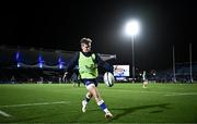 18 November 2023; Fintan Gunne of Leinster warms up before the United Rugby Championship match between Leinster and Scarlets at the RDS Arena in Dublin. Photo by Harry Murphy/Sportsfile