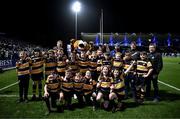 18 November 2023; The North Meath team pictured with Leinster players Martin Moloney, Ed Byrne and Charlie Ngatai before the Bank of Ireland Half-Time Minis during the United Rugby Championship match between Leinster and Scarlets at the RDS Arena in Dublin. Photo by Michael P Ryan/Sportsfile Photo by Harry Murphy/Sportsfile