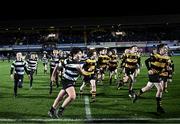 18 November 2023; Action between Old Belvedere and Newbridge in the Bank of Ireland Half-Time Minis during the United Rugby Championship match between Leinster and Scarlets at the RDS Arena in Dublin. Photo by Michael P Ryan/Sportsfile Photo by Harry Murphy/Sportsfile